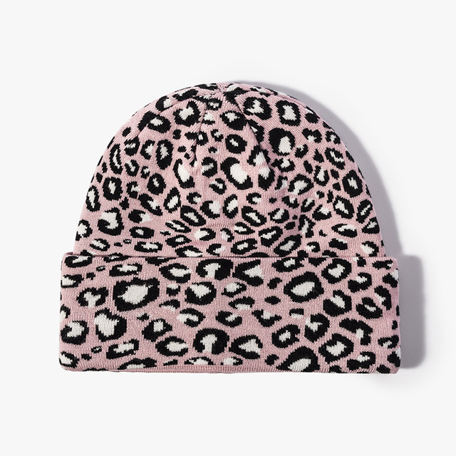 Fashion Winter Jacquard Knitted Hat Outdoor Warm Leopard Print Ear Cover Beanie Hat Hat Manufacturers Custom