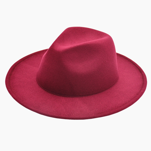 Women Wide Brim Fedora Hat Wool Solid Color Party Music Festival Fashion Panama Felt Fedora Hats