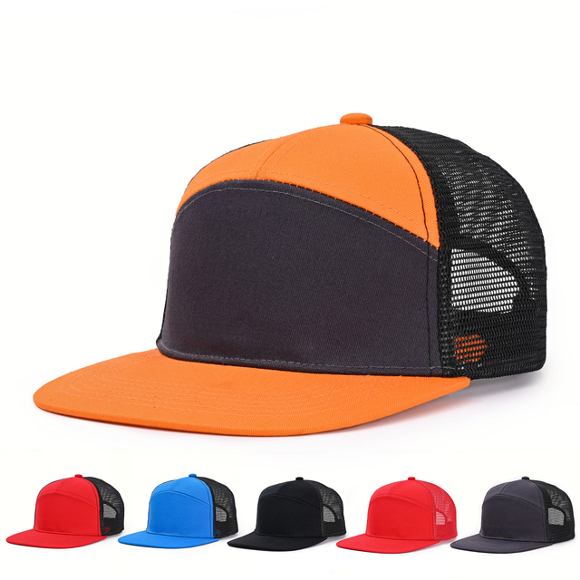 Trucker Hats Custom Embroidered Logo Flat Brim Mesh Snap Back Baseball Caps
