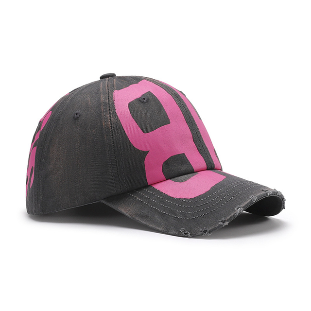 Baseball Cap Metal Buckle Back Closure Soft Top Printed Retro Sun Hat Women
