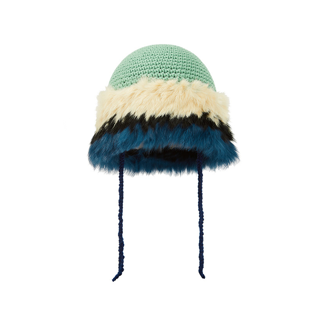Winter Knitted Hoodie Outdoor Warm Drawstring Hat No Brimmed Hat Plush Ear Protection Baotou Hat