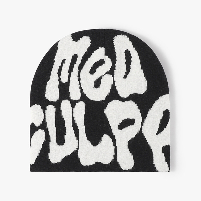 Big Logo Man Winter Knitted Beanie Fitted Hats Custom Warm Beanie Hats