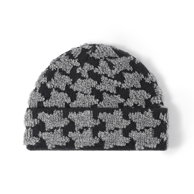 Unisex Beanie Cap With Jacquard Outdoor Keep Warm Knitted Hat