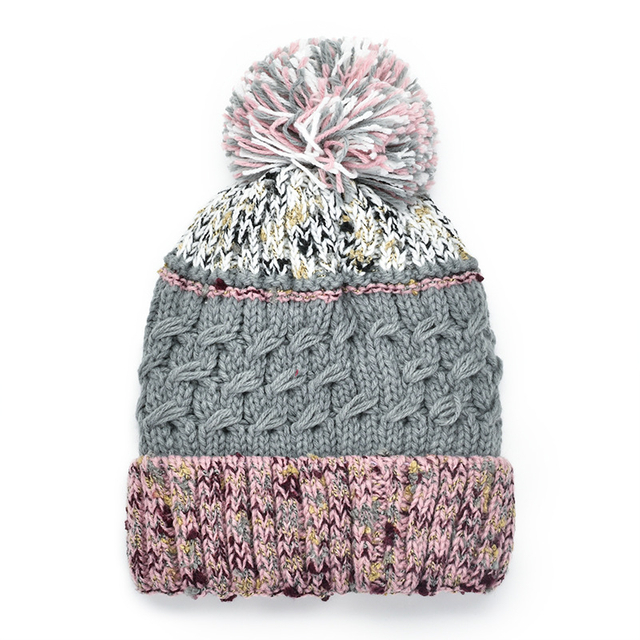 Fur Ball Winter Hats Women Knitted Beanie 