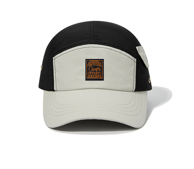 Customized Logo Woven Label Waterproof Nylon Running Unstructured 5 Panel Hat Carved Brim Camper Cap