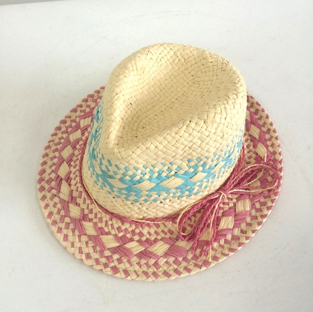 Women's Summer Sun Hat with Printed Flower Side Brim Straw Material for Beach Travel Fishing Sports