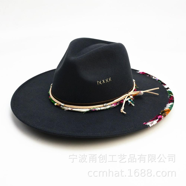 Fashion Style Handmade Band Winter Autumn Vintage Fedora Hat Big Wide Brim England Formal Hats