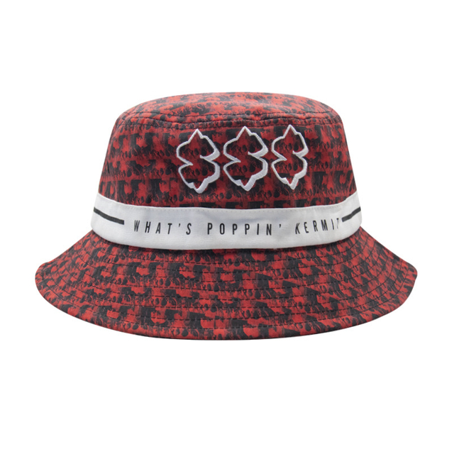 Hat Customizable Design Pattern All Over Print Bucket Cap Hats With Brand Logo