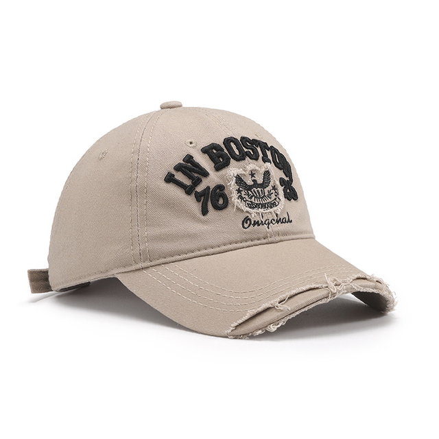 Custom Soft Top Sunblock Shaded Flat Baseball Caps Fashion Ripped Letter Embroidery Craft Wholesale Baseball Caps