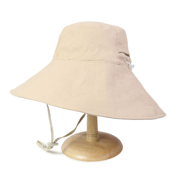 Custom Women's Summer Wide Brim Bucket Hat Customizable High Quality Breathable Cotton Linen Plain Fisherman Cap