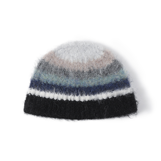 Fashion Women Winter Warm Knitted Hat Custom Fuzzy Bucket Hat Rainbow