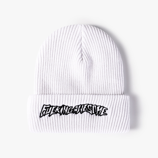 Custom Logo Fashion High Quality Acrylic Grey Warm Winter Embroidery Logo Beanie Knitted Hats Caps