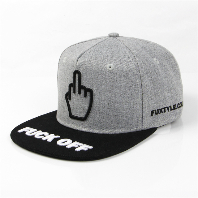 Street Cotton Finger Embroidered Hip Hop Caps 5 Panel Snapback Hats