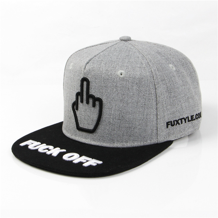 Street Cotton Finger Embroidered Hip Hop Caps 5 Panel Snapback Hats