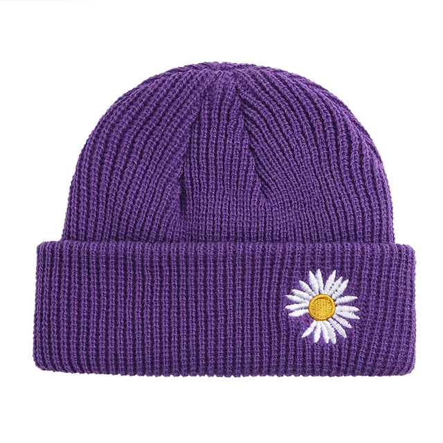 Ribbed Striped Beanie Hat With Daisy Logo Unisex Men Women Luxury Fluffy Winter Long Wool Cashmere Knitted Beanie Hat