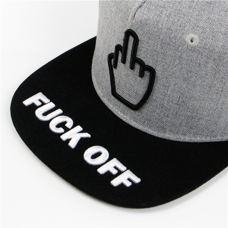 Street Cotton Finger Embroidered Hip Hop Caps 5 Panel Snapback Hats