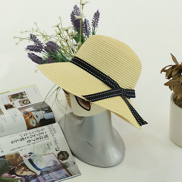 Summer Wave Wide Brim Sun Hat Seaside Beach Hat Paper Straw Hat for Women