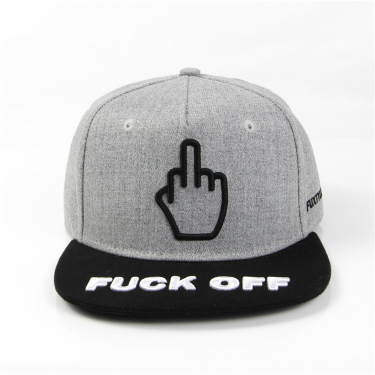 Street Cotton Finger Embroidered Hip Hop Caps 5 Panel Snapback Hats